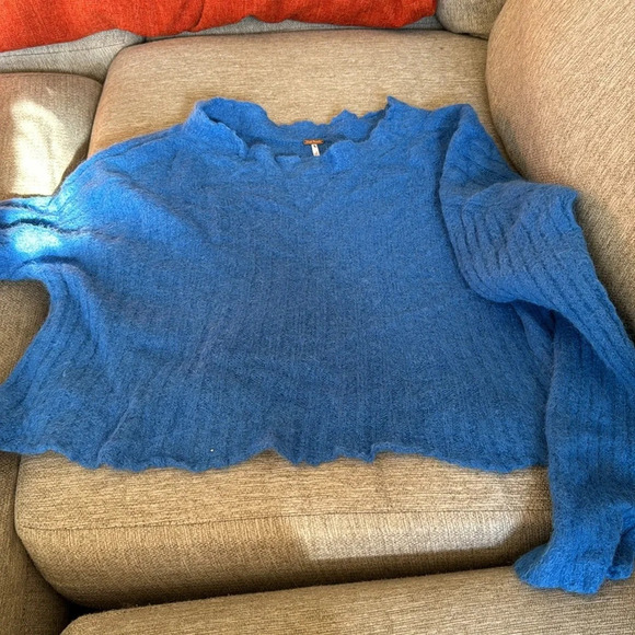 Free people alpaca blue sweater size small - Picture 1 of 8
